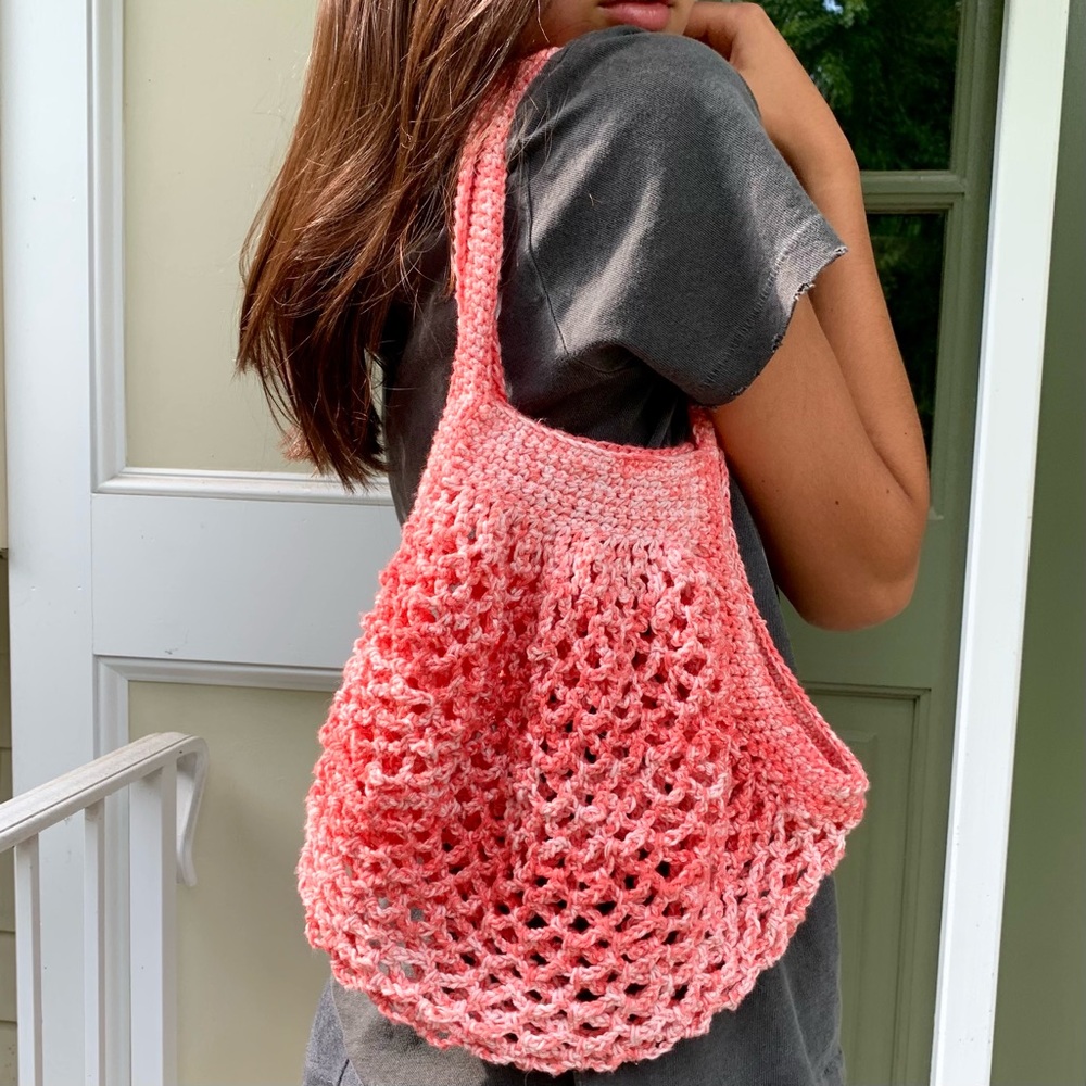 Handmade Crochet Tie Dye Market Bag 💗